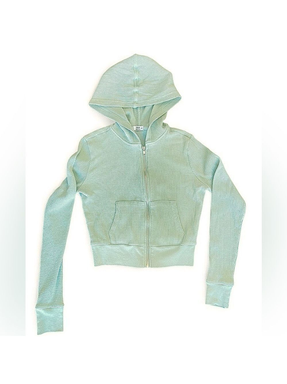 2/$15 Ardene Sage Green Waffle Zip Hoodie XS